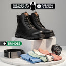 Bota Sentinel Masculina Antiderrapante de Cano Médio em Couro Legítimo e Lã Natural + 4 Cuecas, Relógio e Cinto GRÁTIS